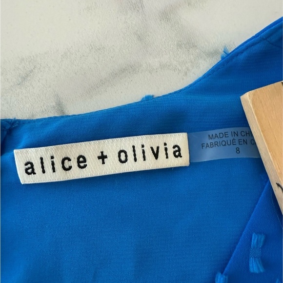 Alice + Olivia Vibrant Blue Mini Dress with Ruffle Sleeves - Picture 2 of 7